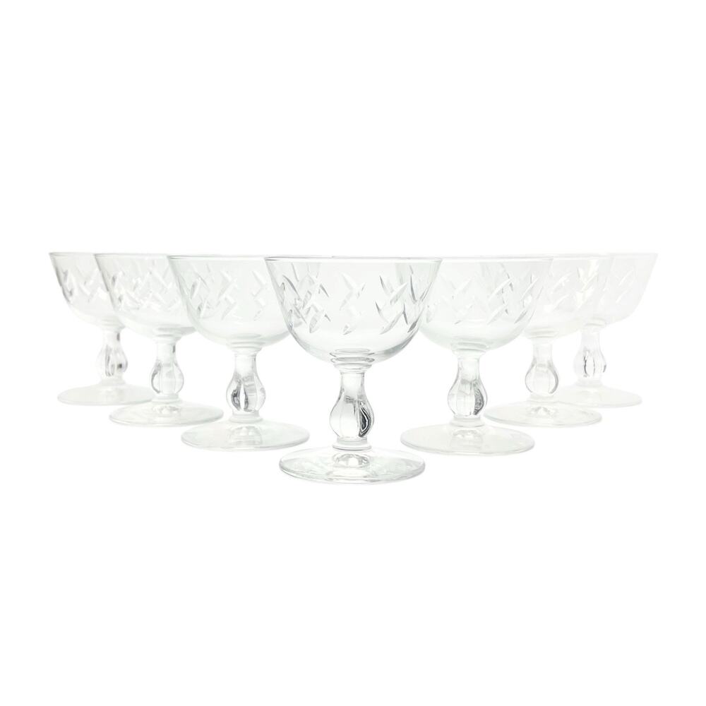 Libbey “Colonial Heritage” Set of 7 Coupe Champagne Glasses 4 1/4” 6oz
